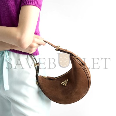 PRADA ARQUÉ SUEDE SHOULDER BAG 1BC194 (22.5*18.5*6cm)